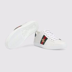 Gucci Ace Bee Embroidered Sneakers White Bee Princetown Shoes Marmont Sz 36- 37